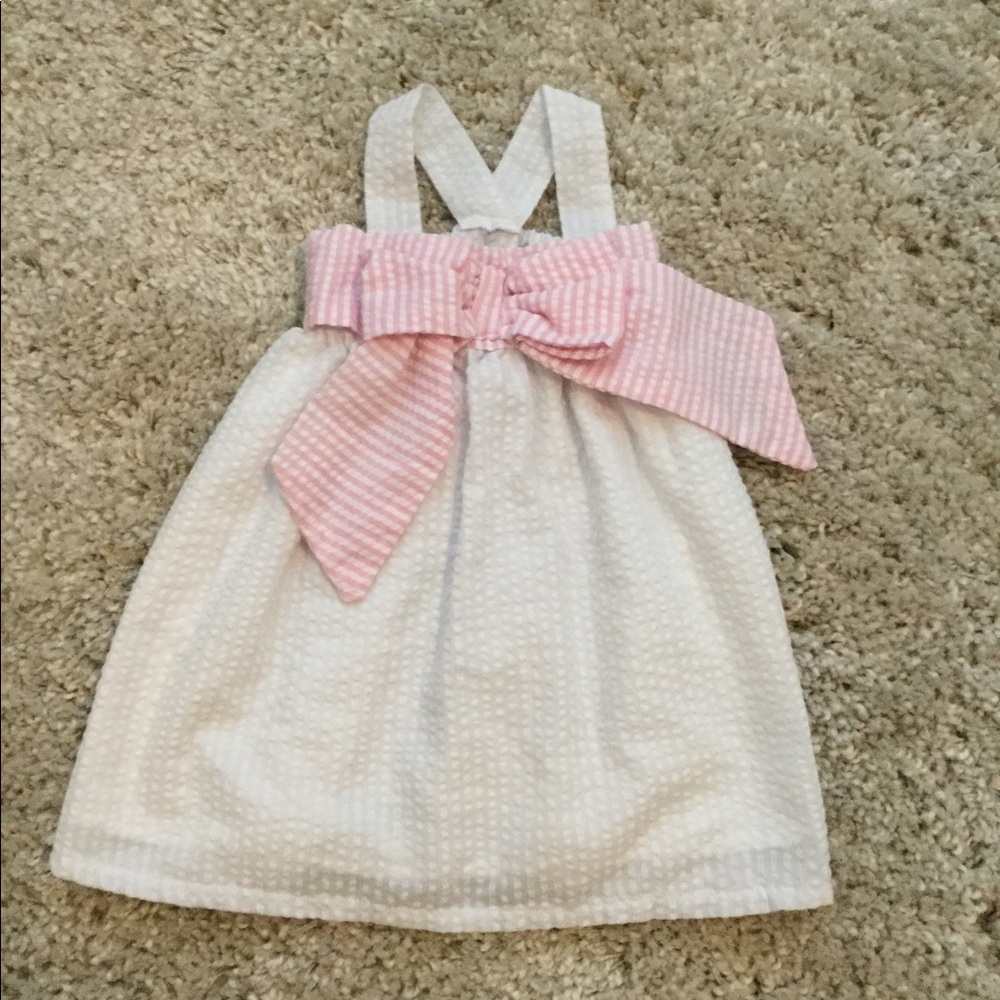 Pink Seersucker Bow Dress